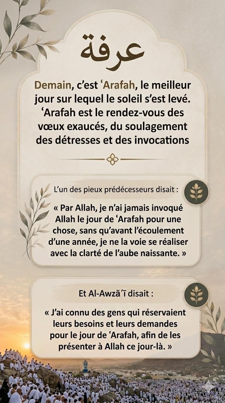 Méditation illustrée sur le jour de Arafah et la confiance dans l’invocation.