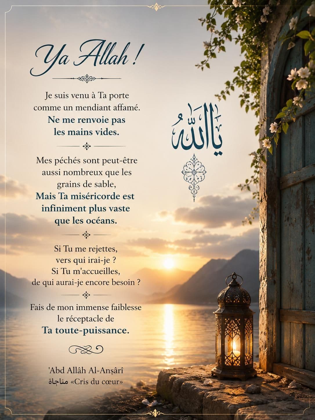Mains levées vers une lumière céleste, accompagnées d’une invocation.